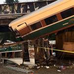 The Amtrak train 501 wreckage on Interstate 5 near DuPont. Courtesy of Washington State Trooper, Brooke Bova.
