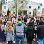 Overlake students participate in a walkout at the Redmond school, calling on legislators and Congress to enact common sense gun control laws. Courtesy of Susan Messier, the Overlake School