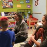 Rep. Suzan DelBene meets with one of the children living at Marys Place Northshore alongside James Flynn, the Youth Services Director. Kailan Manandic, Bothell/Kenmore Reporter