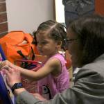 Kailan Manandic / Bothell-Kenmore Reporter                                Rep. Suzan DelBene meets and plays with one of the children living at Marys Place Northshore.