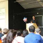 SAATWA Board President Aseem Chipalkatti gives an opening speech to those who were in attendance Sunday afternoon. Hanson Lee/staff photo.