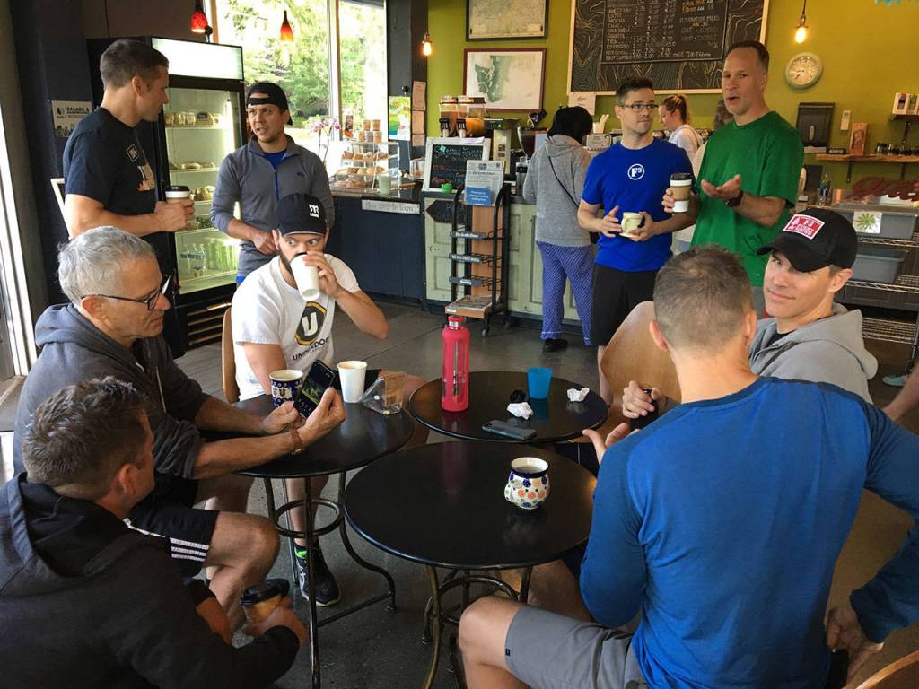 F3 members often meet for coffee after workouts as part of the community-building aspect of the group. Photo Courtesy of Brian Dilfer Gawthrop