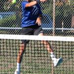 Bothell High senior and No. 1 singles player David Lew unleashes a shot against his Woodinville High competitor on Sept. 26 at Bothell High. Lew won, 3-6, 7-6, 7-5. According to Bothell coach Mike Pizzo, David is the consummate teammate. He shows up every day and works hard. Never complains and works through adversity. He is respected by his teammates, opponents and coaches. He is positive and a great team leader. Andy Nystrom / staff photo