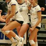 North Creek players celebrate their 4A KingCo volleyball tournament championship on Tuesday night at Bothell High. Andy Nystrom / staff photo