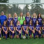 North Creek girls soccer is, front row (left to right): Phoebe Lawson, Daisy Morris, Maddie Chriest, Audrey Tacey, Katie Christensen, Kaylin Gaiser, Kaylee Nyswonger, Mari Hatten, Zoe Kartes and Graci Evers. Back row (left to right): Chalise Baysa (head coach), Heather Sabatini (assistant coach), Greg Anderson (assistant coach), Lauren Grout, Annika Beck, Sierra Hein, Sarah Kovich, Taylor Bone, Antonia Miranda, Jessica Lorenz (assistant coach) and Katie Hudson (manager). Not pictured: Sheila Koutelieris.