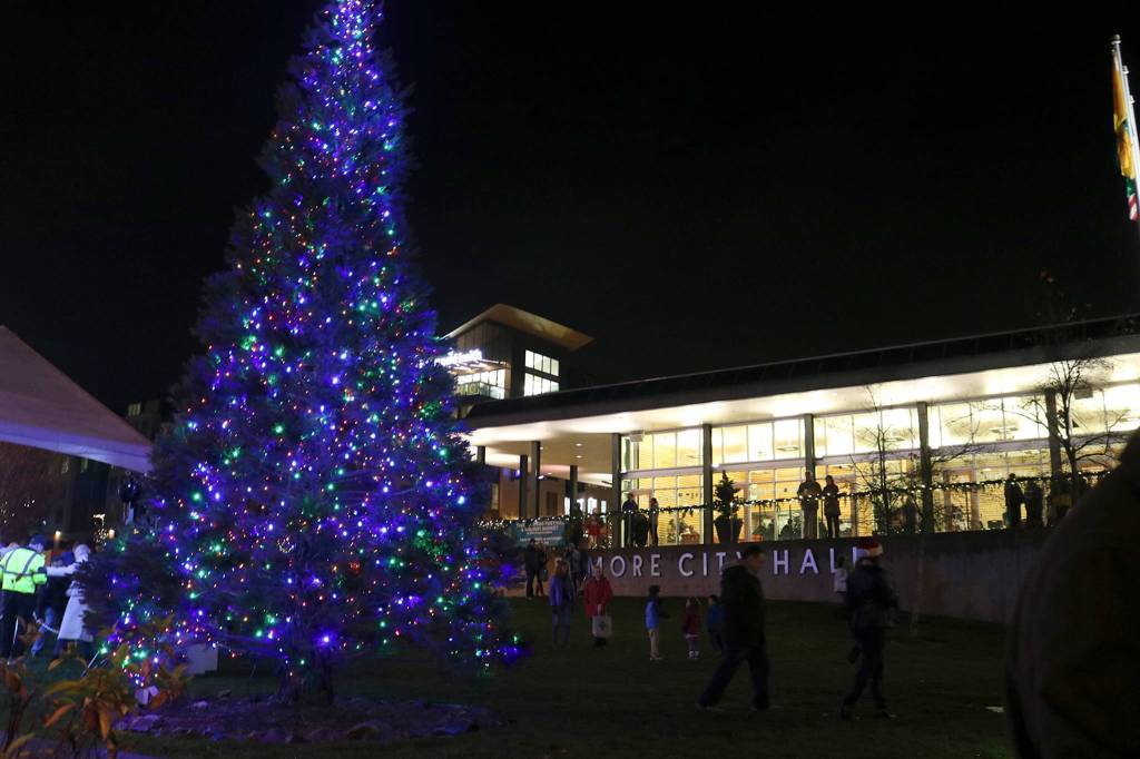 Kenmores lit tree can be seen in front of City Hall. Katie Metzger/staff photo