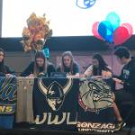 From left to right, North Creek Highs Gabrielle Dang (UCLA swimming), Caitlin Monten (Masters University basketball), Gabby Kepley (Western Washington University volleyball), Alisa Kim (Gonzaga University volleyball) and Brandon Stride (John Hopkins University swimming) recently signed their letters of intent. Photo courtesy of Caroline Kim