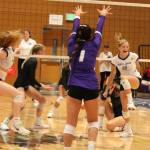 North Creek volleyballers celebrate a point. Andy Nystrom / staff photo