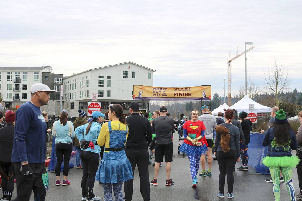 Wonder Woman was ready to run the 10K on January 5 for the Worst Day of the Year Run. Stephanie Quiroz/staff photo.
