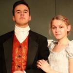 IHS junior Sam Trott and sophomore Daisy Held play Mr. Darcy and Elizabeth Bennet in IHSs upcoming production of Pride and Prejudice. Madison Miller/staff photo.