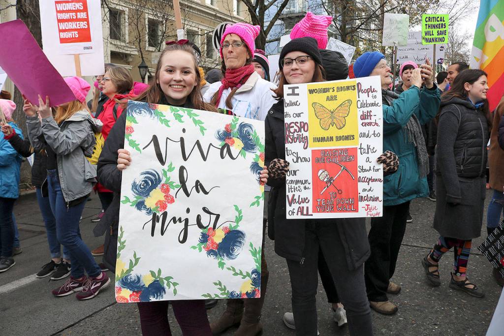 Seattle Pacific University students Delaney Palmer and Bridgett Palmer attended the Womxns March on Jan. 19 for the second time. They said its important to fight back.