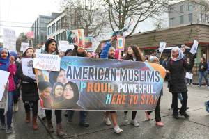 Eastside group Muslim Association of Puget Sound (MAPS) participated in the Womxns March for the third time on Jan. 19. Stephanie Quiroz/staff photos
