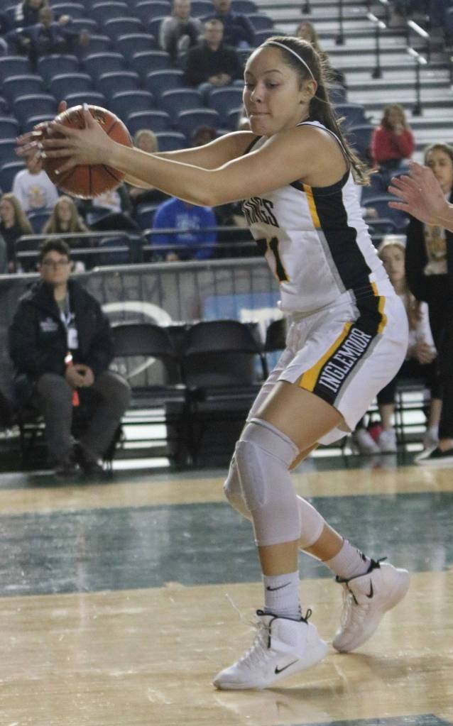 Inglemoors Isabella Reed grabs a rebound. Andy Nystrom/ staff photo
