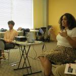 From left, Rachel Ramirez-Silva and Kalika Curry lead a discussion on talking about race at the Eastside Race and Leadership Coalitions race and equity summit. Samantha Pak/staff photo