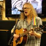 Thomas Carson (Trees and Flowers) performs Homosapien by Pete Shelley on Record Store Day. Madison Miller / staff photo