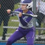 North Creeks Malia Pinder squares around to bunt. Andy Nystrom / staff photo