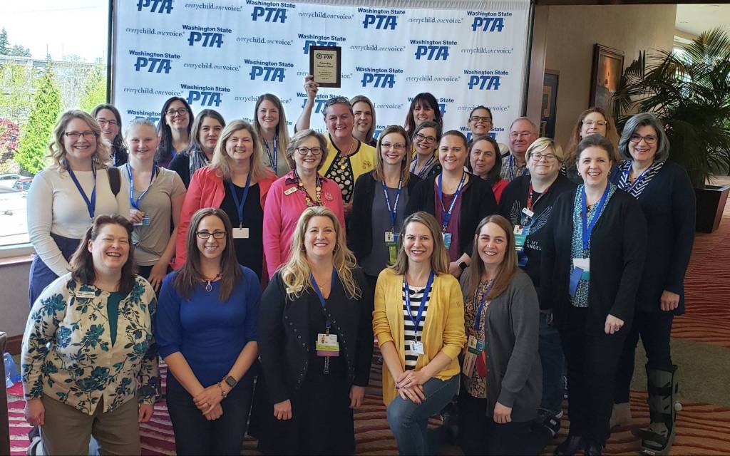 Northshore School District Superintendent Michelle Reid with supporters after receiving her award. Photo courtesy of Northshore School District