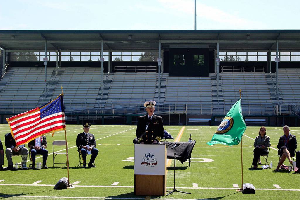 Captain Dr. Jeffrey Tomlin was the events keynote speaker. Madison Miller / staff photo