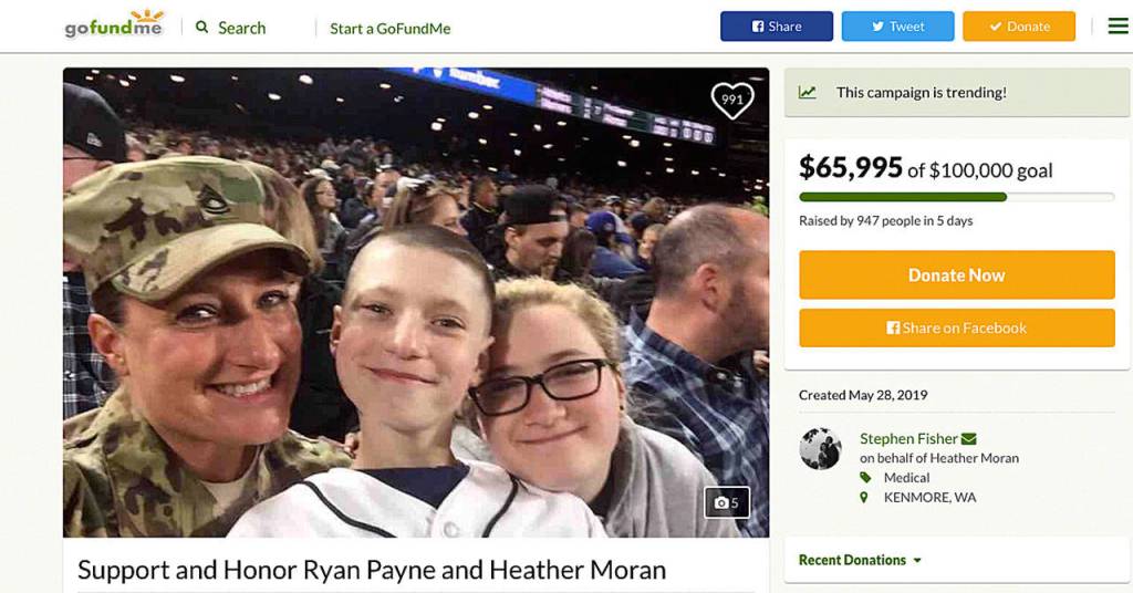 The GoFundMe campaign has received over $65,000 within one week of Paynes death. Screenshot of website