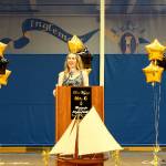 Ted Christensens daughter and former student, Emma Christensen, speaks at her fathers retirement ceremony. Madison Miller / staff photo