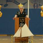 Ted Christensen addresses the audience of over 150 friends, family and former students and staff at his retirement ceremony. Madison Miller / staff photo