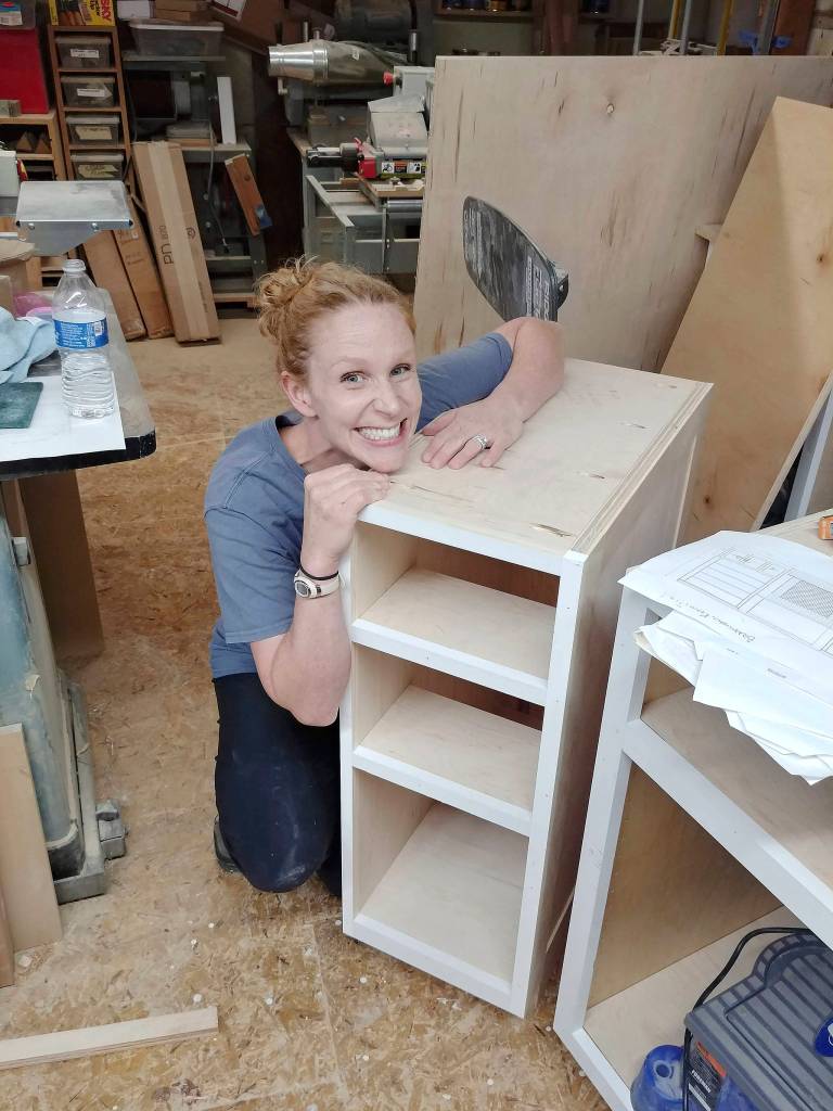 Photos courtesy of Suzanne Tseng                                 Just Get Me Started founder, Suzanne Tseng, poses while working on projects that she was able to do herself by learning about it through her DIY workshops.