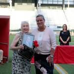 Royal Myles Doneslons wife receives his award. Donelson was Bothell High School Class of 1950. He was a recognized business owner, council mayor, and was very involved in his community. Donelson passed on Aug. 2005. Stephanie Quiroz/staff photo