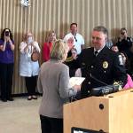 Ken Seuberlich is sworn in as Bothell police chief during a city council meeting on Sept. 3. Seuberlich replaces chief Carol Cummings, who started at the department in 2011. Photo courtesy of the Bothell Police Department