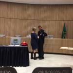 Robinson being sworn in as a lieutenant of the Bothell Fire Department. Photo courtesy Gary Robinson