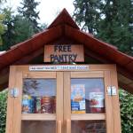 The Little Free Pantry is located at the bottom of the Northlake Lutheran Churchs driveway at 6620 NE 185th St, Kenmore. Stephanie Quiroz/staff photo