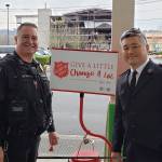 Top bell ringer Bothell Police Chief Kenneth Seuberlich (left) poses with captain Christopher Kim from The Salvation Army. Seuberlich won the first Eastside Battle of the Badges Ring Off Challenge. Photo courtesy of The Salvation Army