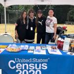 Photo courtesy of Kenmore Complete Count Committee                                From left to right: Committee members Liz Thompson, Francesca Ty Abellera, Pamela Loaiza and Ginna Hernandez tabling last summer.