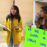 Bellevue College student Vanessa Lora-Garibay speaks on prejudice and discrimination during a rally on campus on Jan. 22. Samantha Pak/staff photo