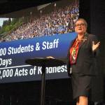 NSD Superintendent Dr. Michelle Reid presents the third annual State of the Schools on Feb. 5. Madison Miller/staff photo