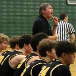 Inglemoors boys basketball season came to an end on Saturday at the 4A state regionals in Longview. Battle Ground defeated the Viks, 72-57, at Mark Morris High. Inglemoor led 18-14 after one quarter; the game was tied 27-27 at halftime; and Battle Ground led 45-41 at the end of three quarters. Zach Shimek had 17 points, Brady Casto had 15 points (including four treys) and Peter Hansen had 18 rebounds for the Vikings (18-10). Pictured is head coach Greg Lowell and some players during a 4A Wes-King District game. Andy Nystrom/ staff photo