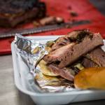 A brisket sandwich is ready for pick-up at Carolina Smoke in Bothell. Olivia Vanni/staff photo