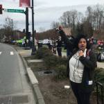 Savannah Jackson leads chant at end of Bothell Way (photo credit: Cameron Sheppard)