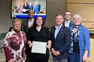 King County Council members pose with newly appointed Amanda Dodd. (Courtesy of King County Council)