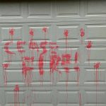 On the night of Thursday, Nov. 30 in Bellevue, people who Congressman Adam Smith said were advocating for a cease-fire in Israel and Gaza, vandalized his garage with spray paint. (Photo Courtesy of the Office of Congressman Adam Smith)