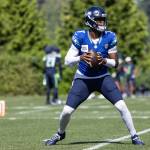 Geno Smith drops back to pass during his first practice back after missing time due to injury. Photo provided by Maria Dorsten.
