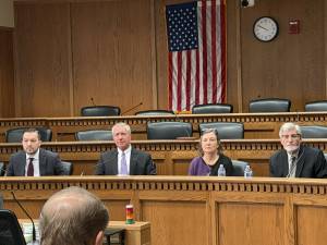 From left to right: Rep. Travis Couture, Sen. Chris Gildon, Sen. June Robinson, and Rep. Timm Ormsby speak during the general fund budget panel at the 2026 legislative session preview Jan. 9. Photo by Cassie Diamond