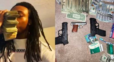 Shannon Hartfield with guns and cash. COURTESY PHOTOS, U.S. DOJ