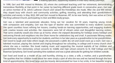 Geraldine Olsen  Obit