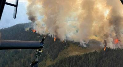 The current cause of the Grand Fire Park 2 fire is unknown, but its been posited that the fire was smoldering since a recent lightning storm/ Photo courtesy Greenwater/Crystal Mountain Fire Department